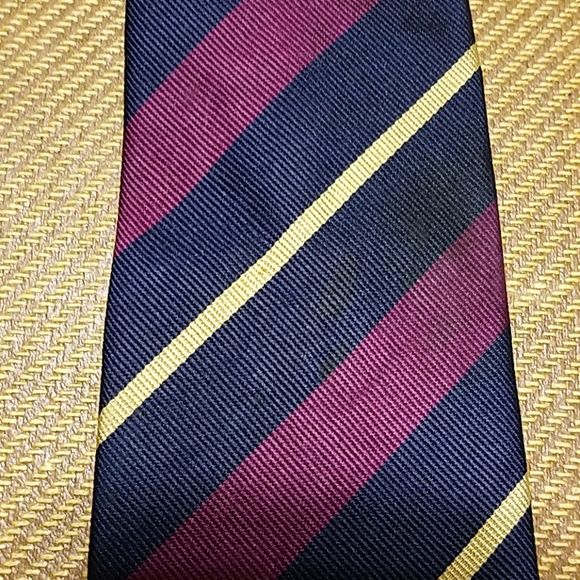 Ben Silver tie Navy Blue Yellow Diagonal stripes - Picture 4 of 4